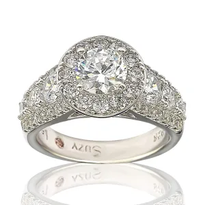 Suzy Levian Bridal Sterling Silver White Cubic Zirconia Engagement Ring