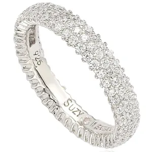 Suzy Levian Sterling Silver Micro-Pave White Cubic Zirconia Eternity Band