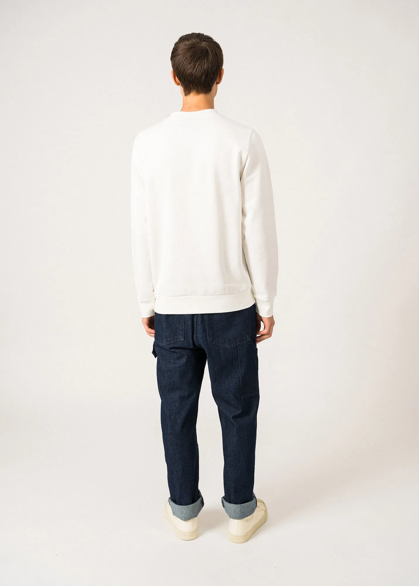 Sweatshirt Solal - avec broderie, en molleton de coton (CRAIE/TERRACOTTA)