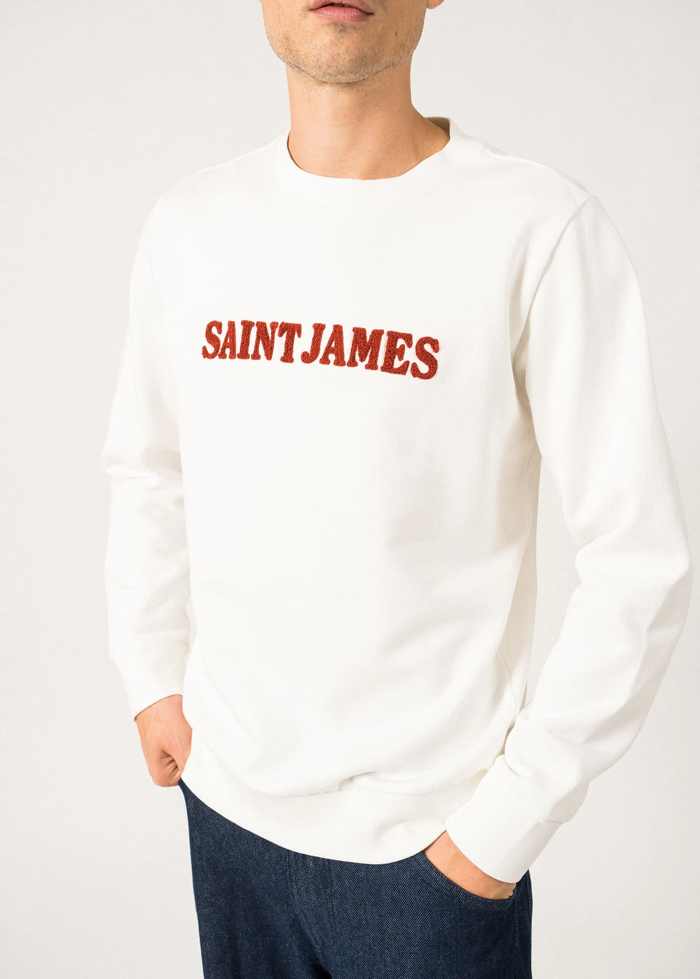 Sweatshirt Solal - avec broderie, en molleton de coton (CRAIE/TERRACOTTA)