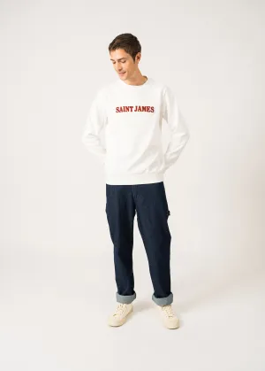 Sweatshirt Solal - avec broderie, en molleton de coton (CRAIE/TERRACOTTA)