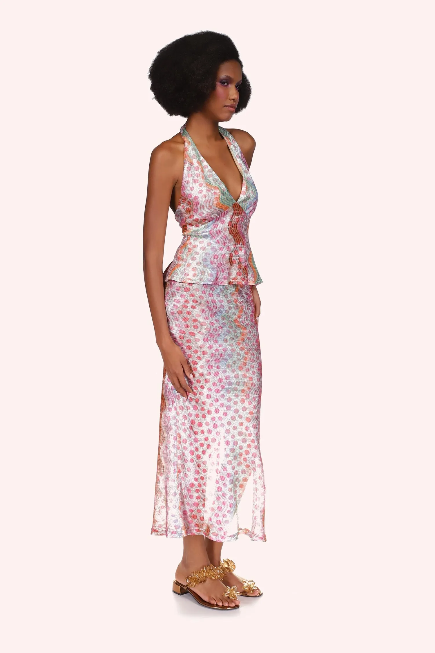 Swirly Rainbow Knit Skirt Annasui