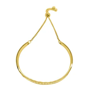 Tarnish Resistant 14K Gold Plated Curved Bar Slider Bracelet