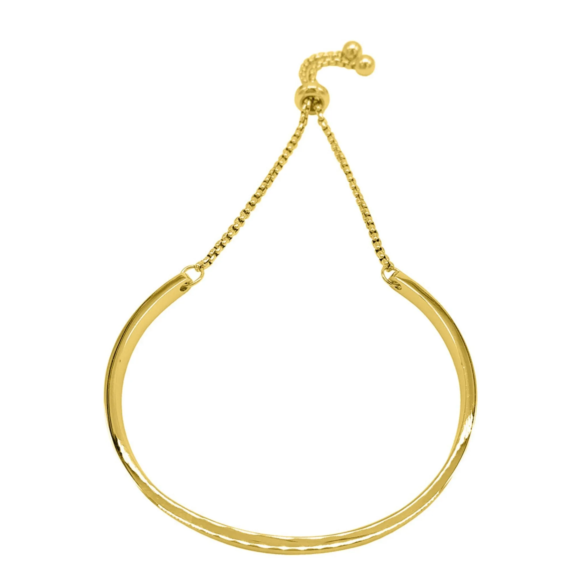 Tarnish Resistant 14K Gold Plated Curved Bar Slider Bracelet