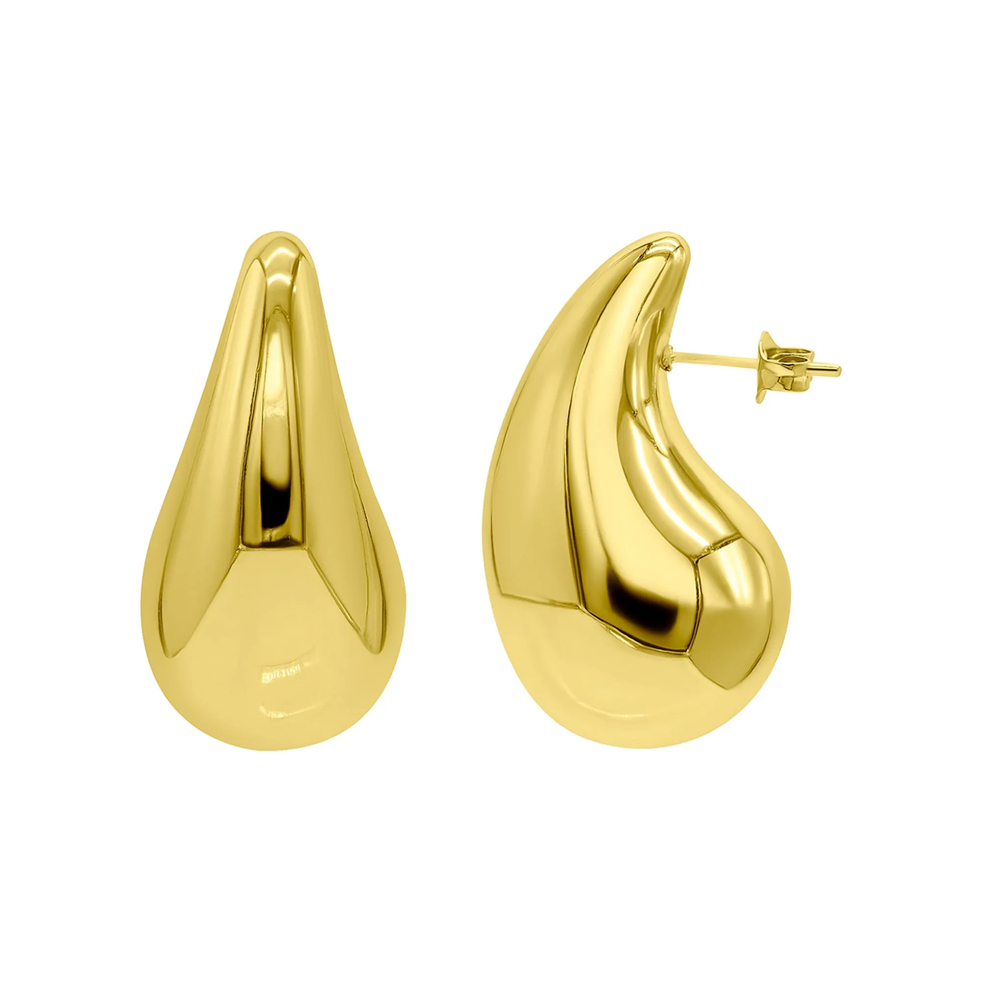Tarnish Resistant 14K Gold Plated Teardrop Sculptural Stud Earrings