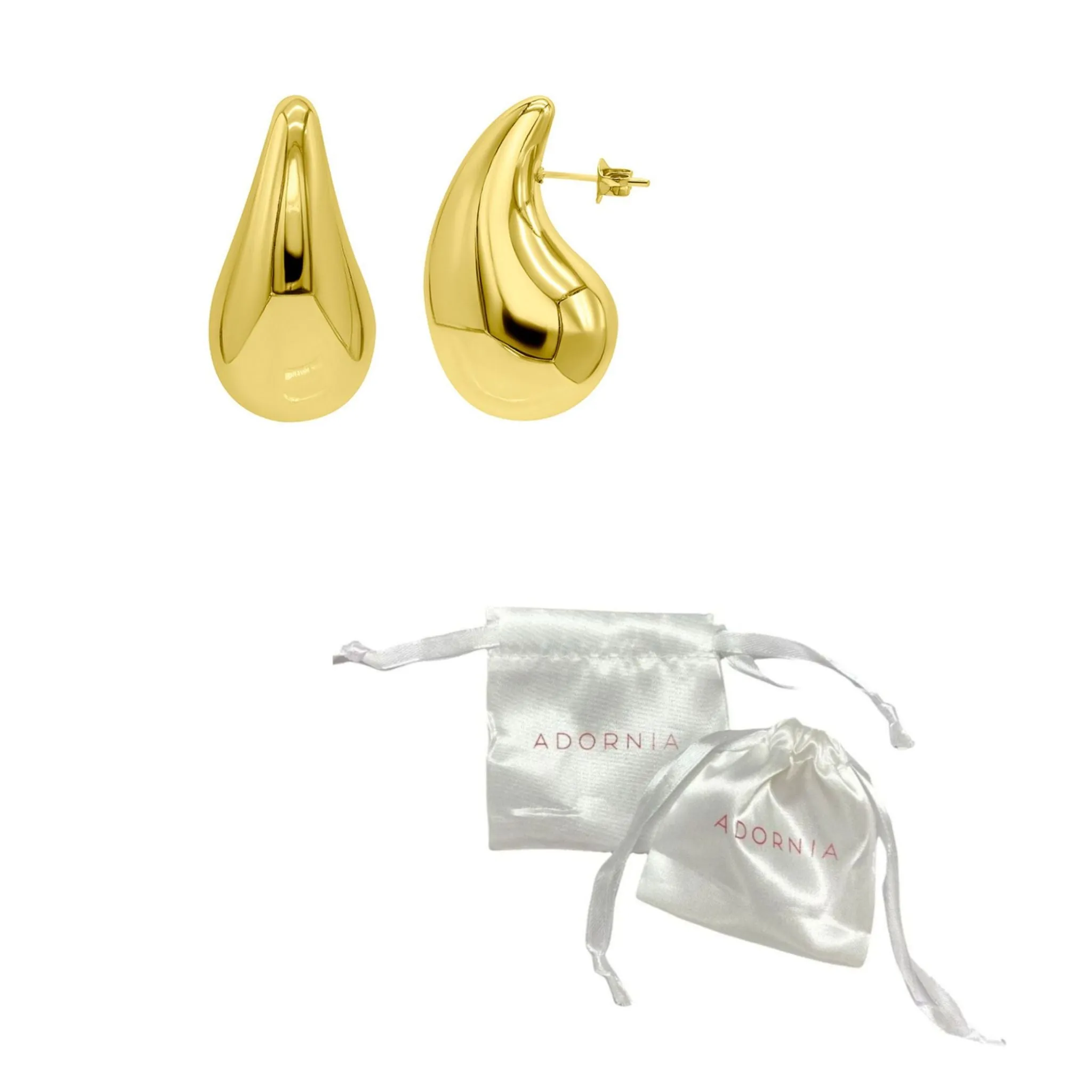 Tarnish Resistant 14K Gold Plated Teardrop Sculptural Stud Earrings