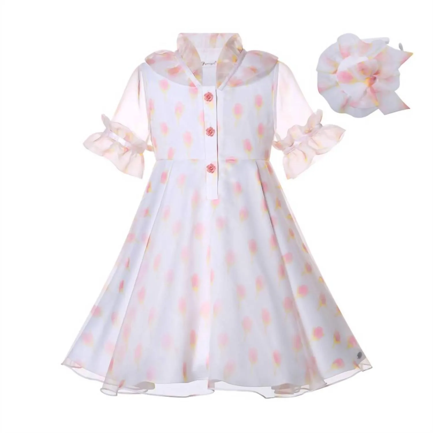 The Blush Petal Daydream Dress In White/pink