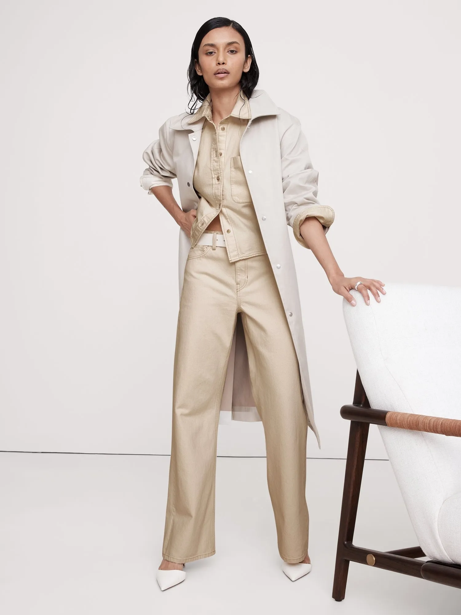 The Boxy Crop Denim Shirt Banana Republic