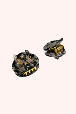 The Cat's Meow Cat Jaw Clip Pair Black Multi Annasui