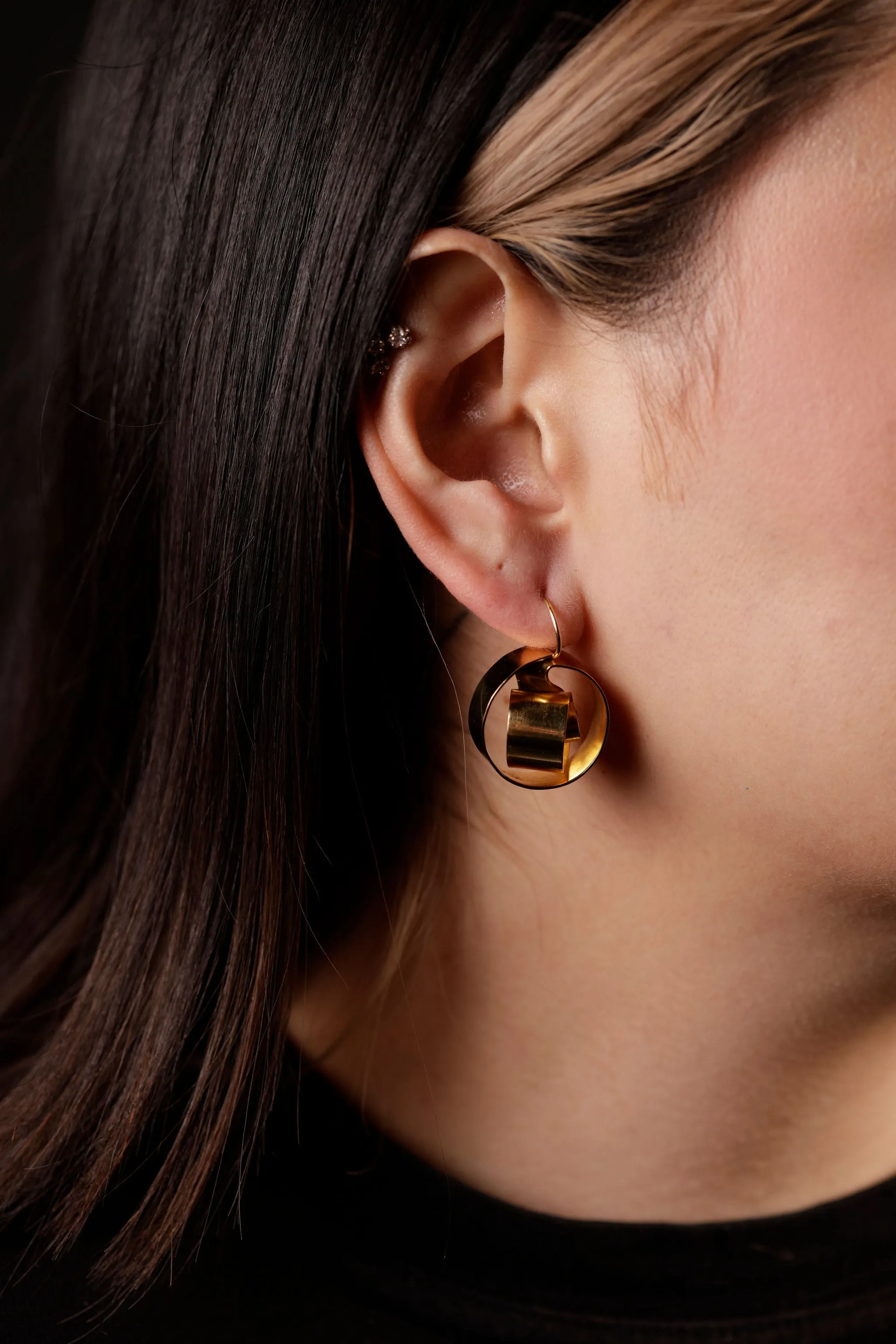 Three Dimensional Drop Earrings
