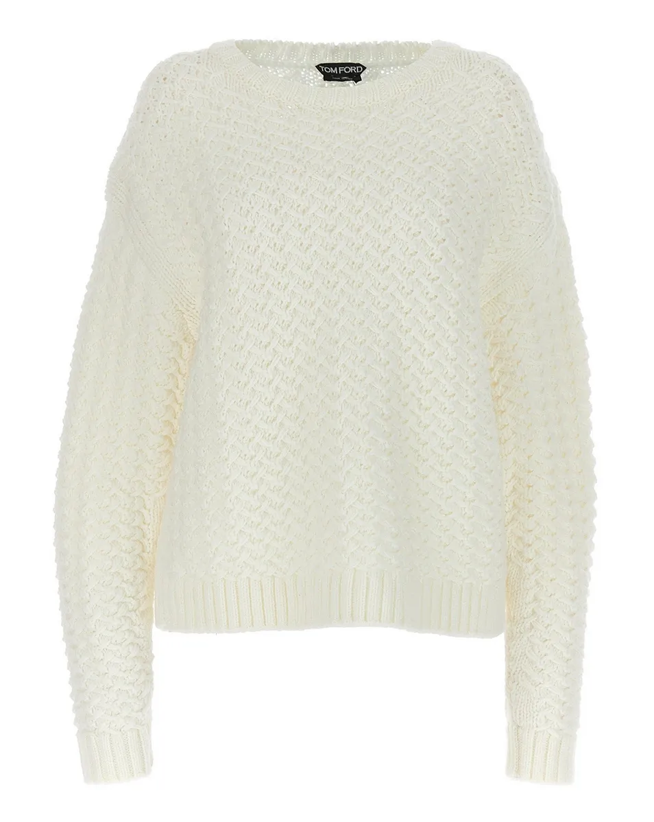 Tom Ford Womens Virgin Wool Sweater In White