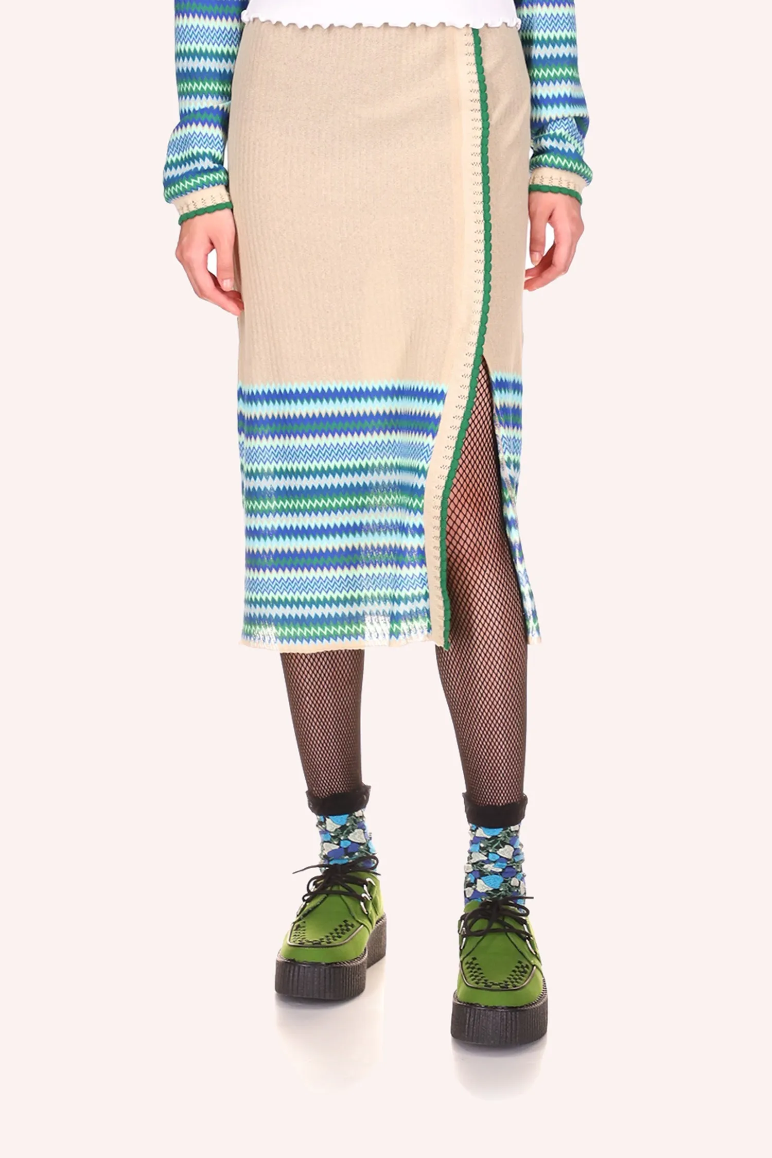 Tonal Zigzag Skirt Annasui
