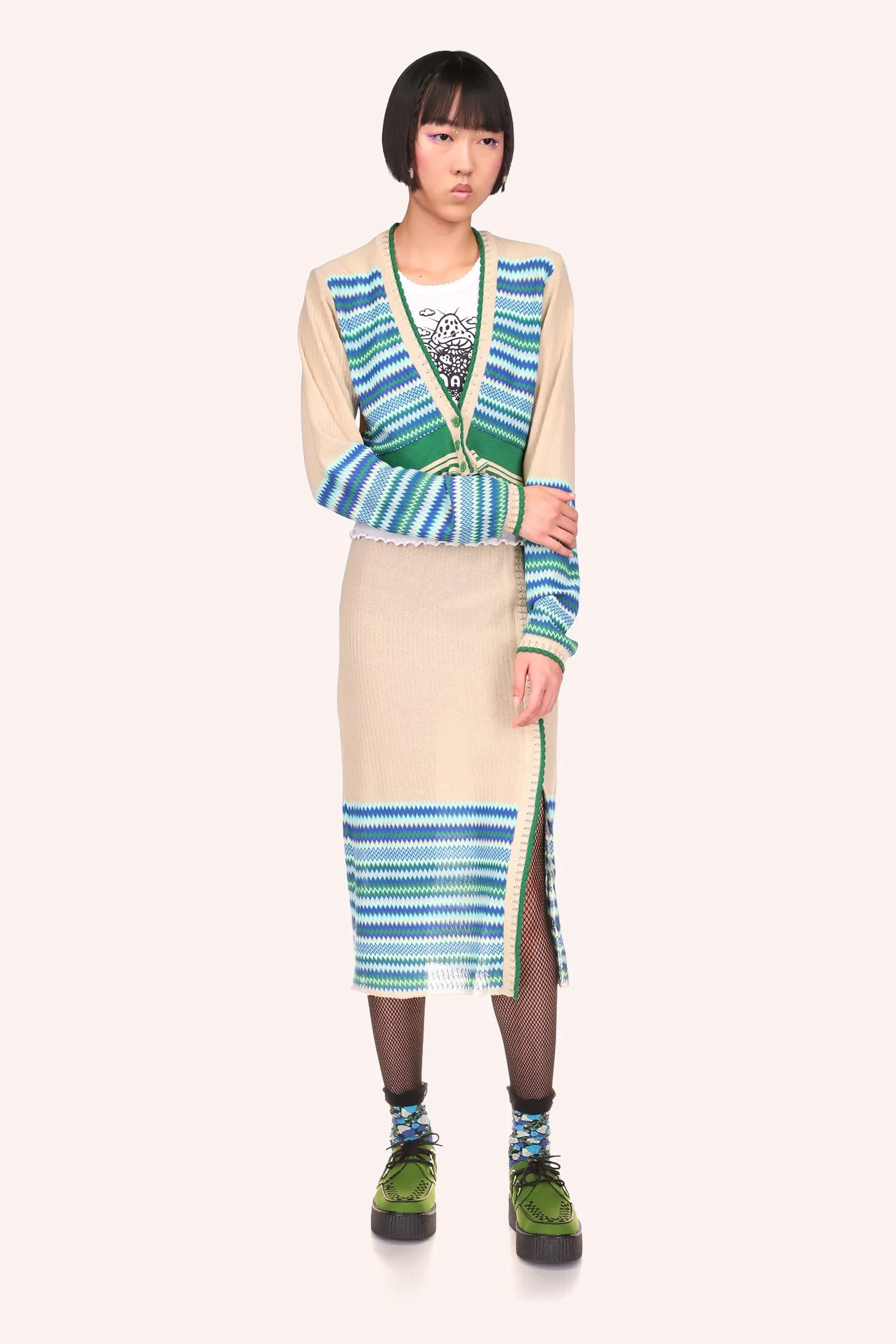 Tonal Zigzag Skirt Annasui