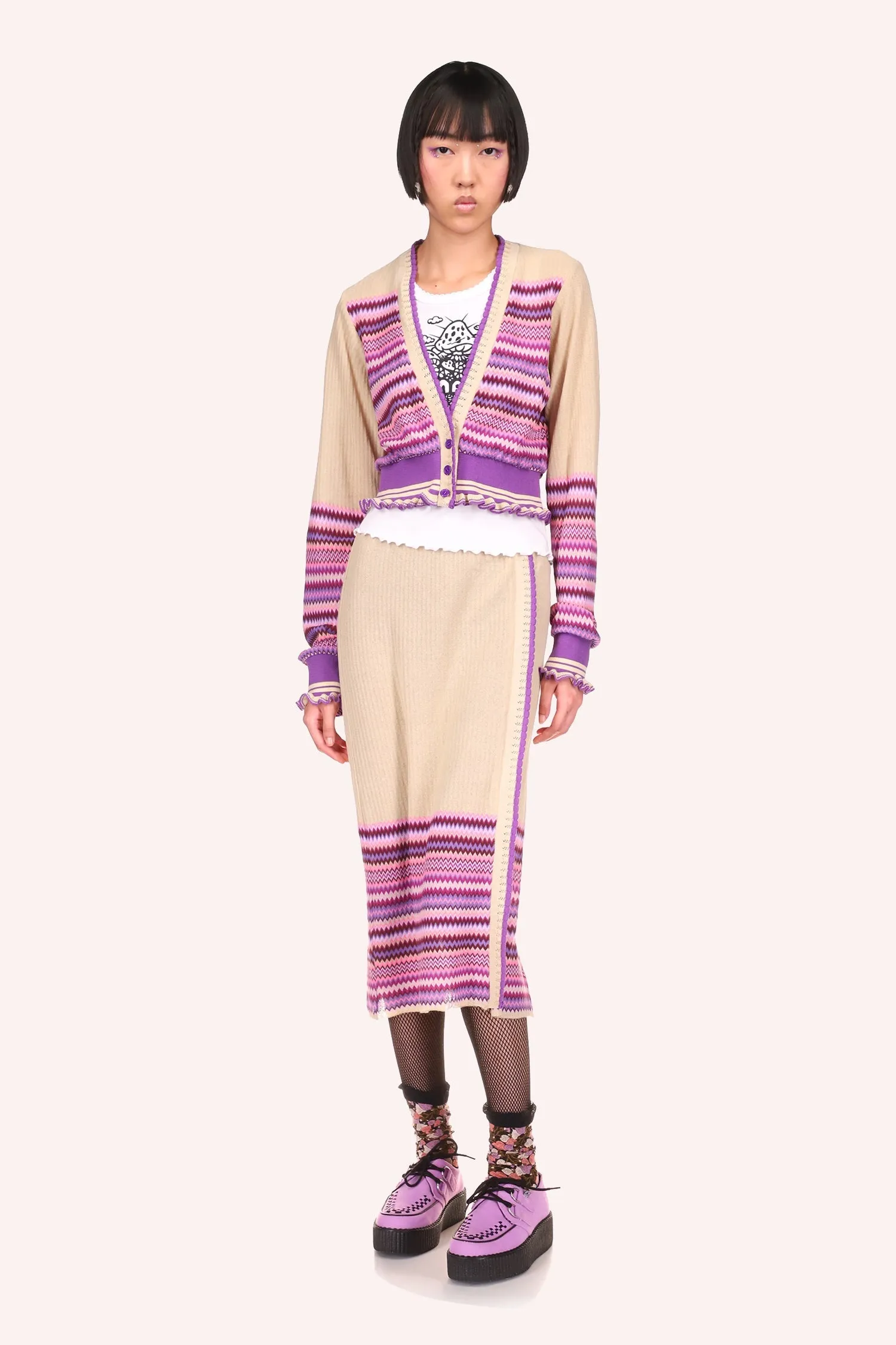 Tonal Zigzag Skirt Annasui