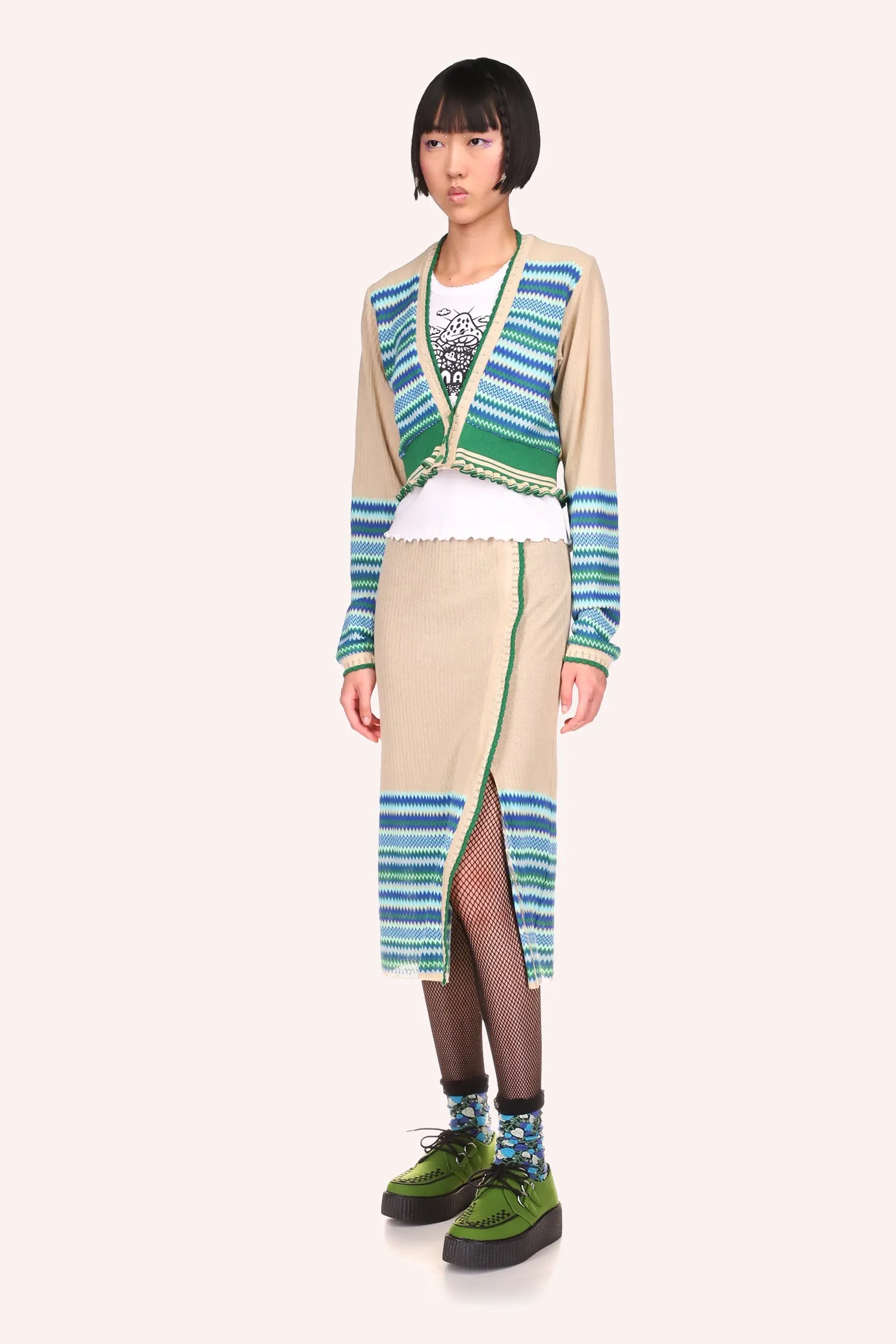 Tonal Zigzag Skirt Annasui