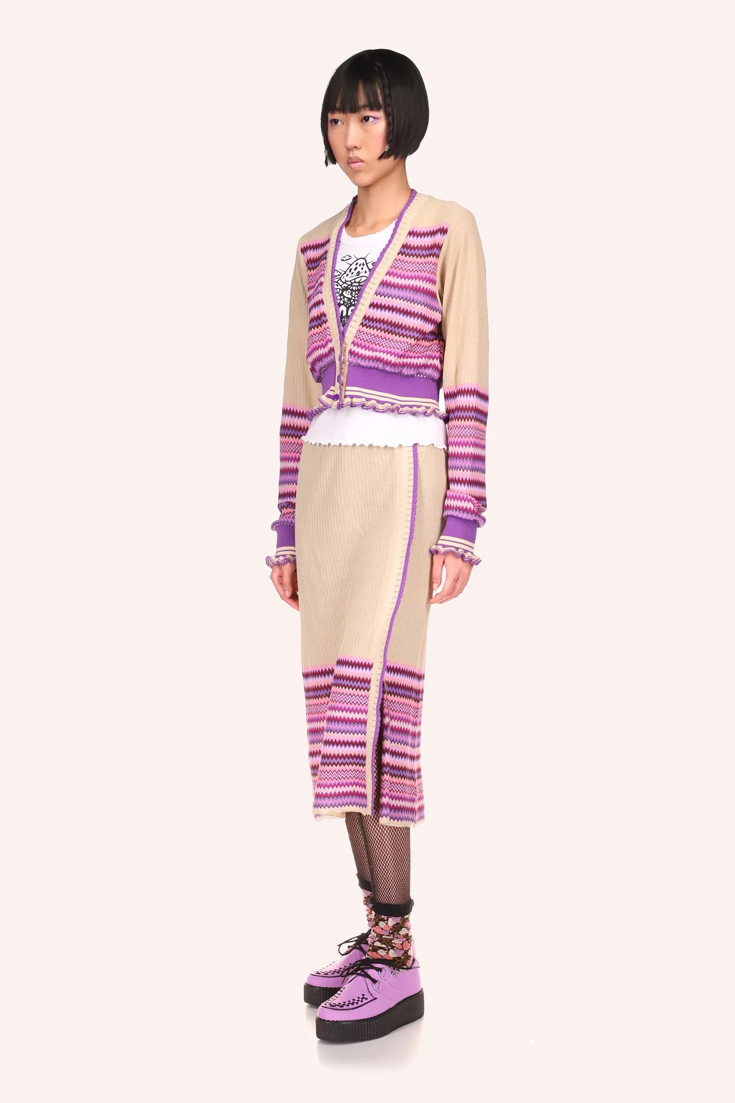 Tonal Zigzag Skirt Annasui