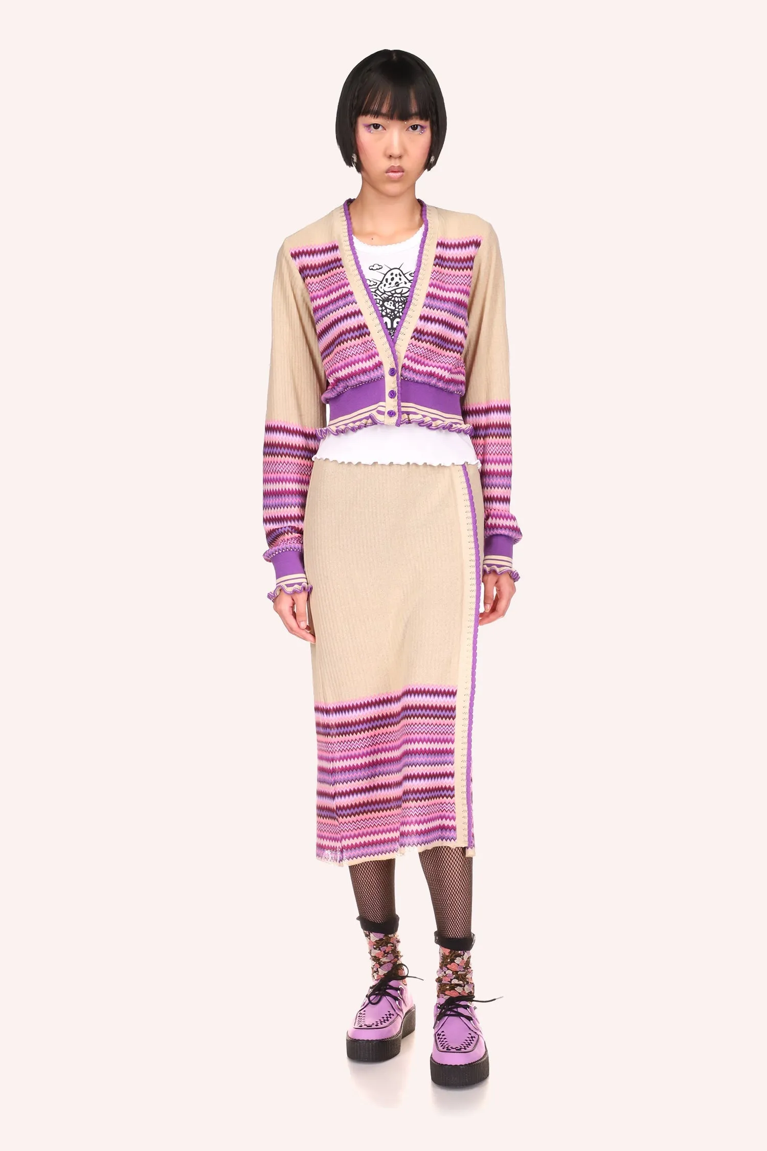 Tonal Zigzag Skirt Annasui