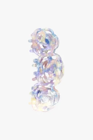 Triple Open Flower Rose Jaw Clip- Blue Lavender Annasui