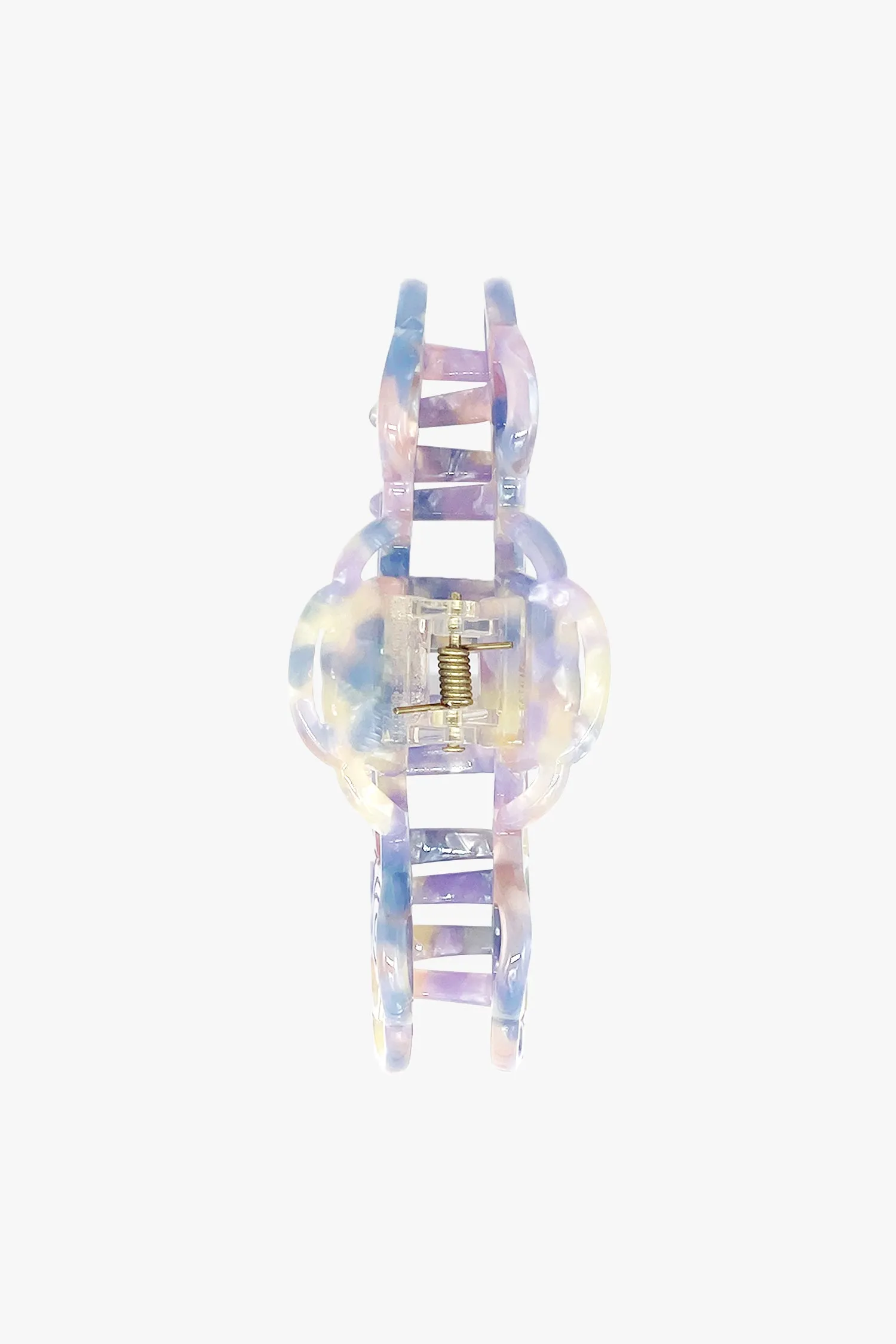 Triple Open Flower Rose Jaw Clip- Blue Lavender Annasui
