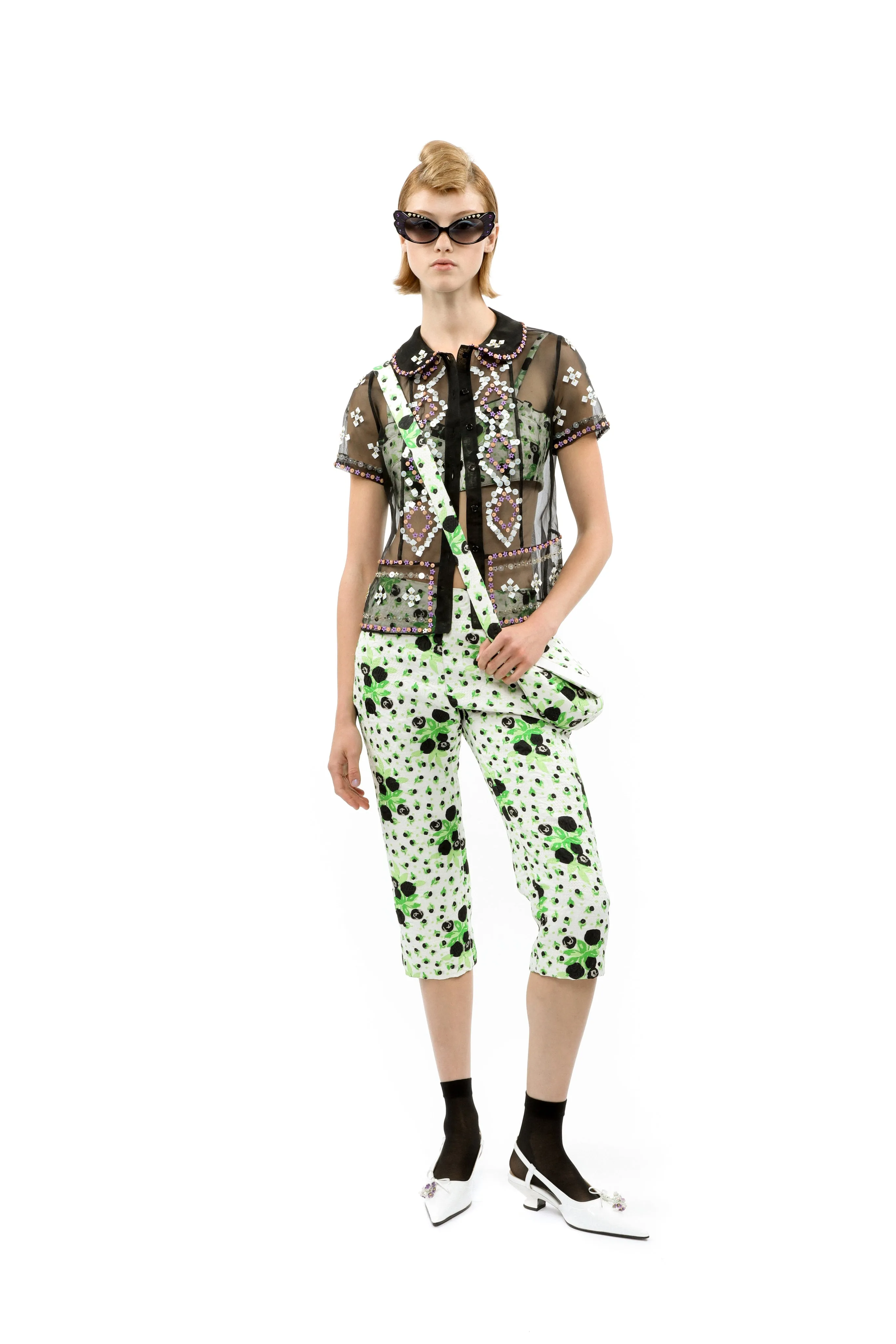 Twinkle Beaded Organza Blouse Annasui