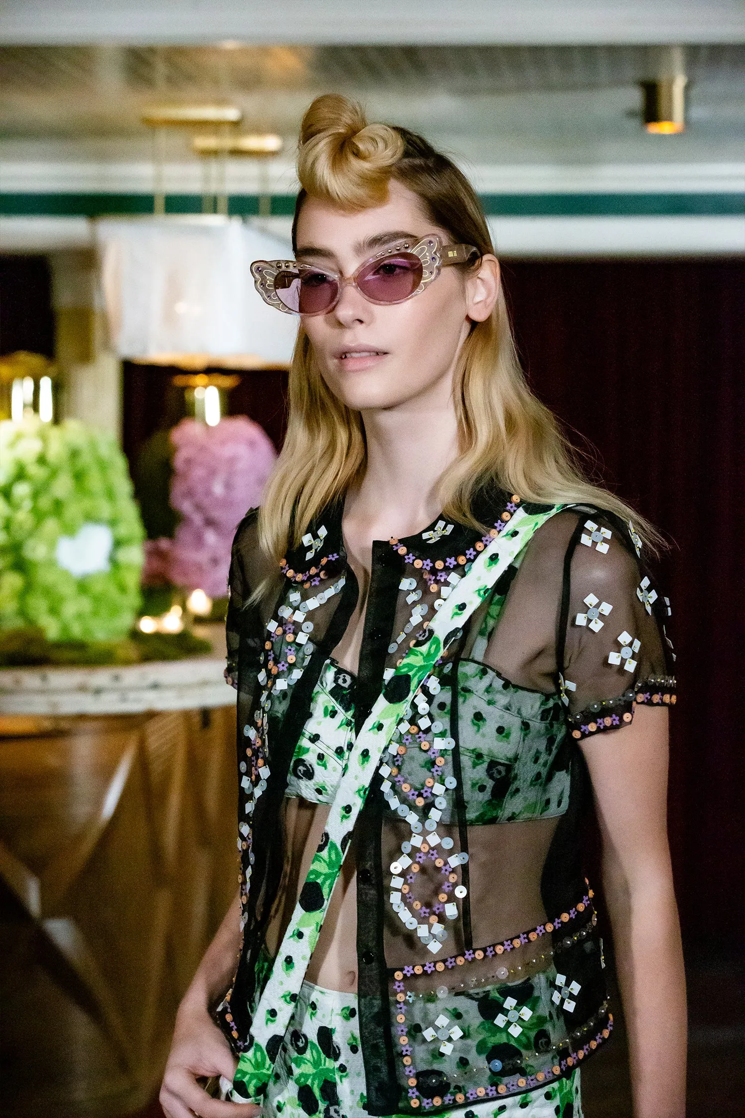 Twinkle Beaded Organza Blouse Annasui