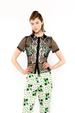 Twinkle Beaded Organza Blouse Annasui