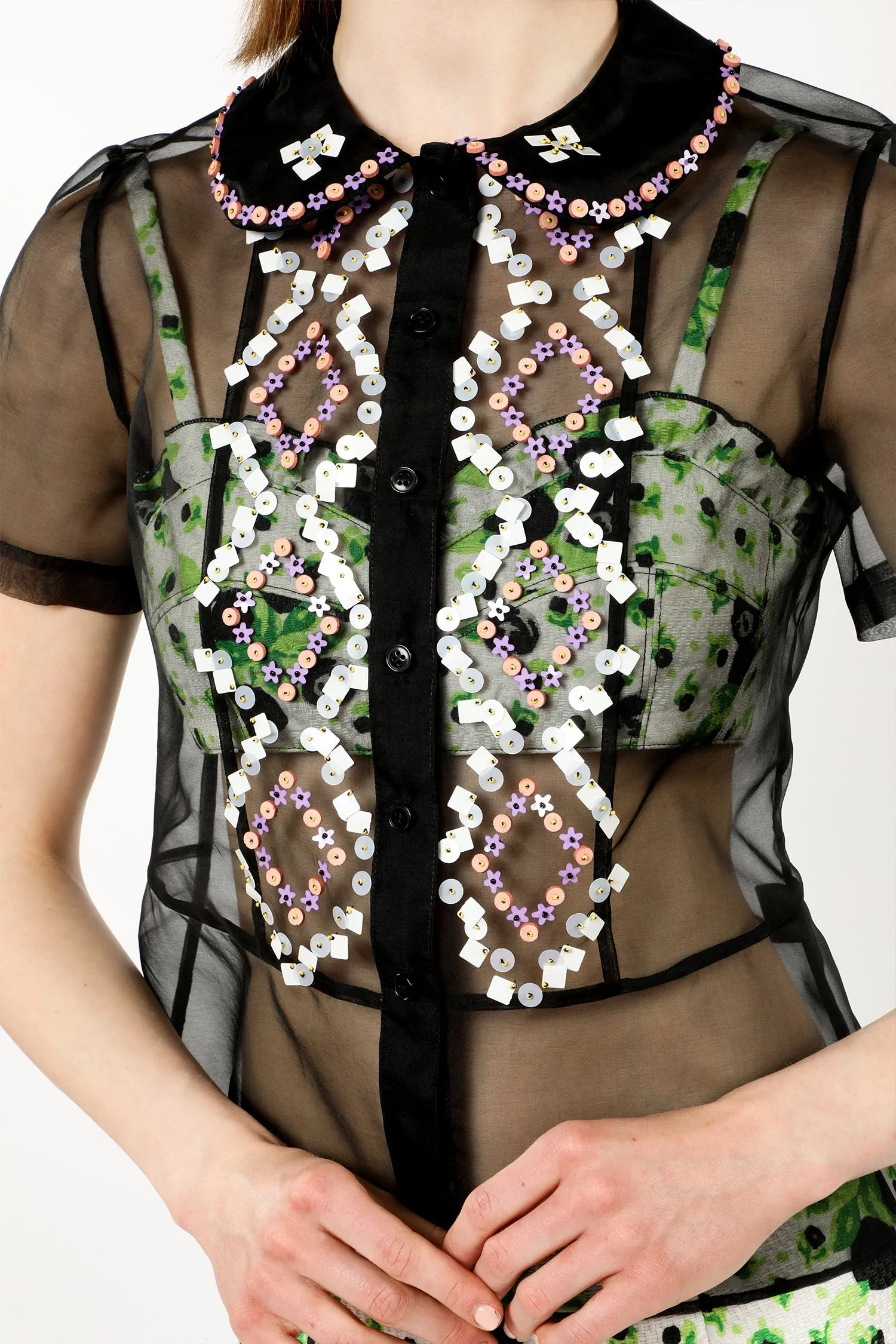 Twinkle Beaded Organza Blouse Annasui