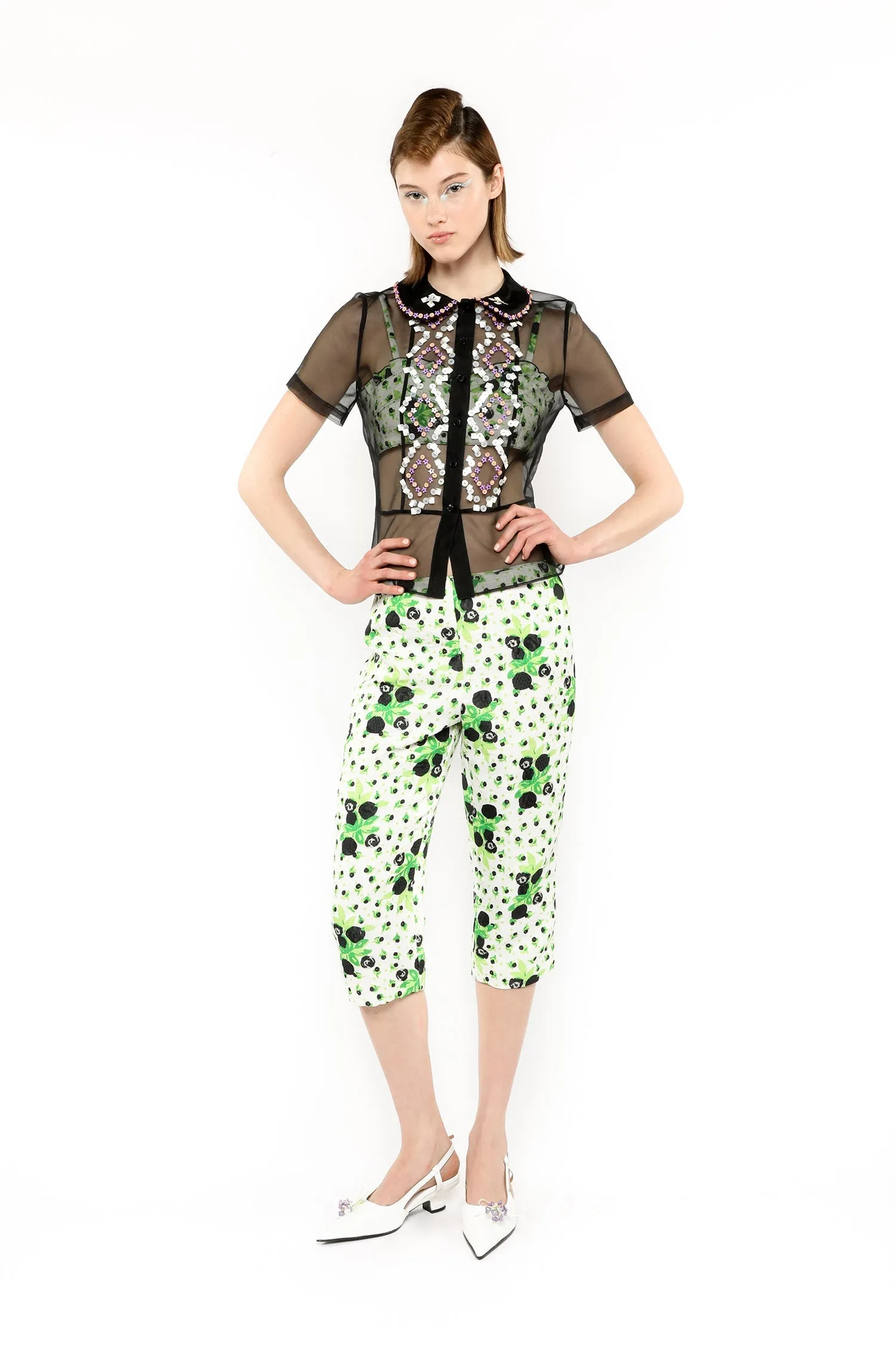 Twinkle Beaded Organza Blouse Annasui