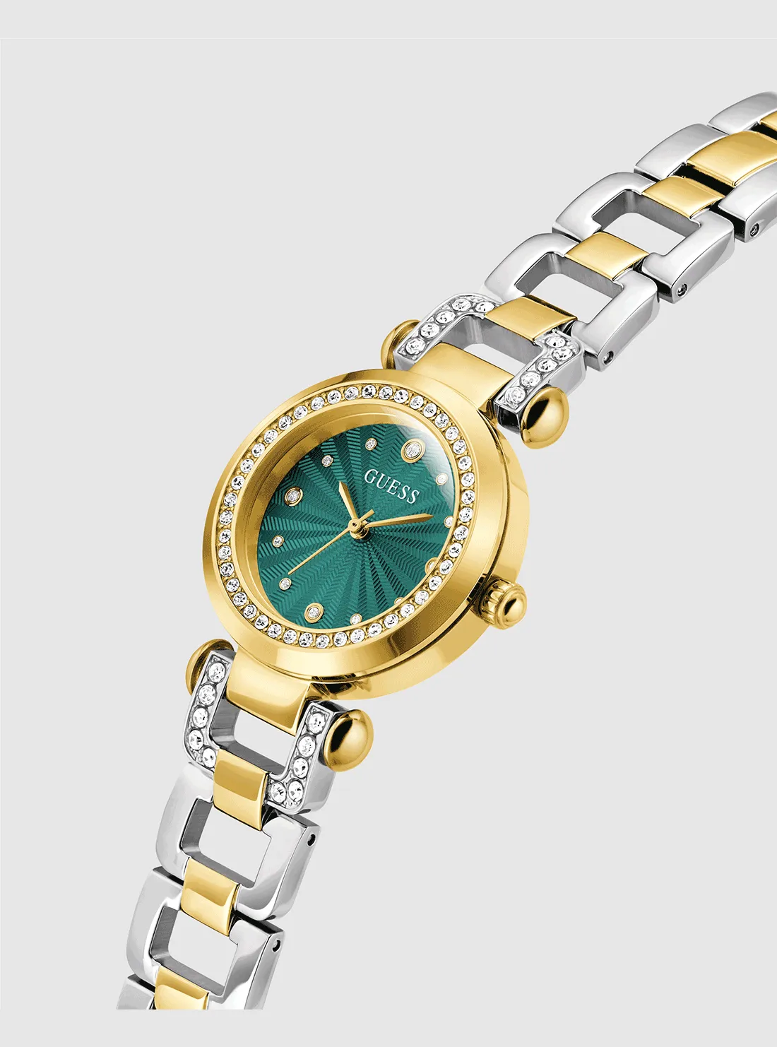 Two Tone Green Dial Watch Guess