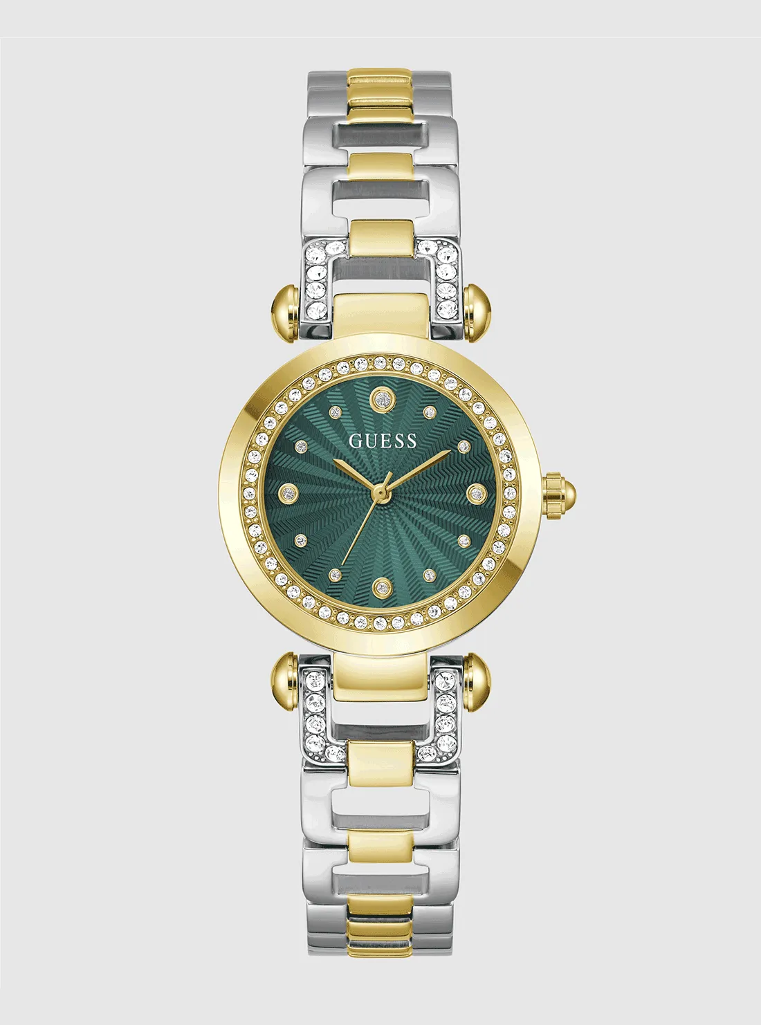 Two Tone Green Dial Watch Guess