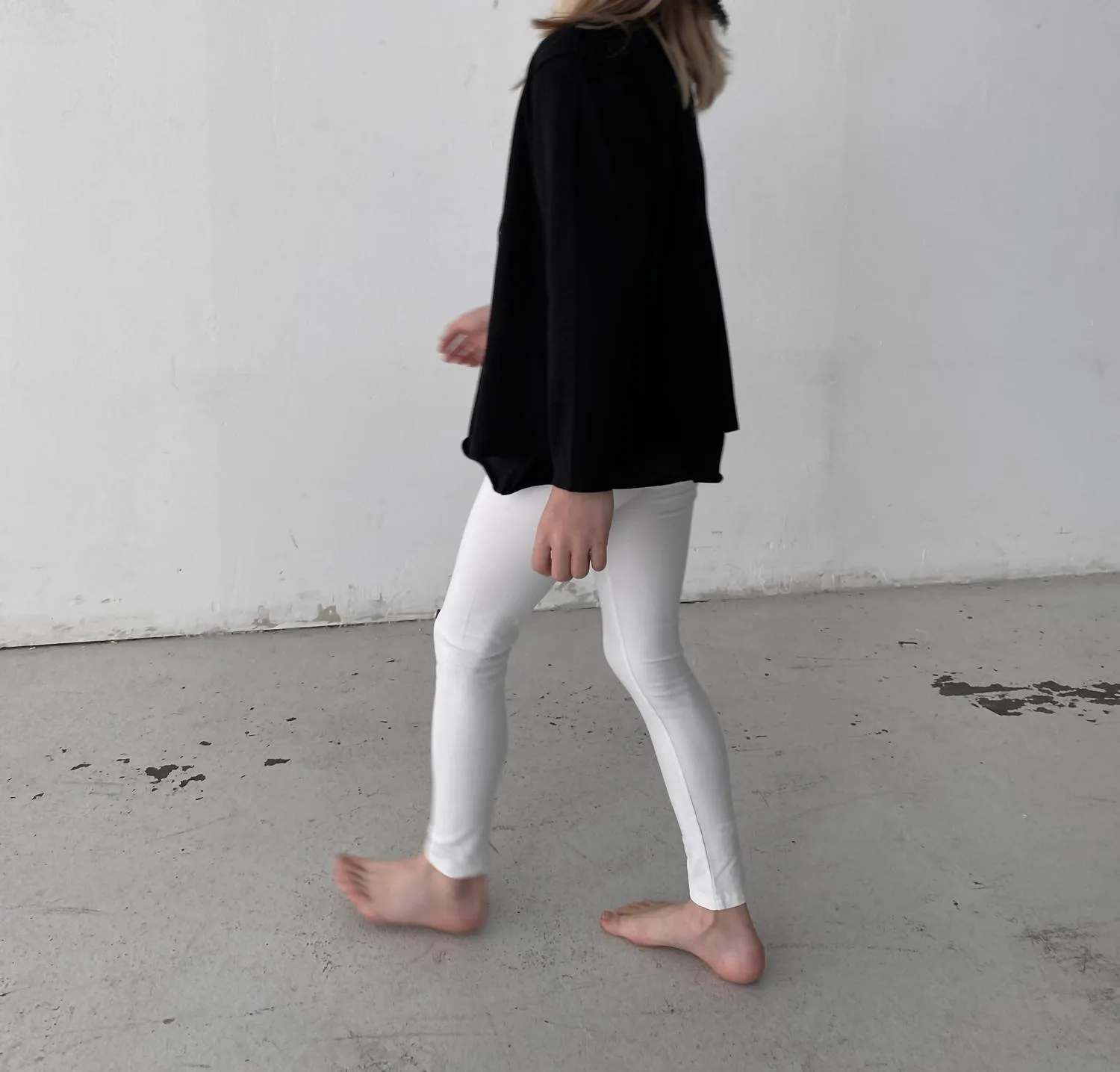 Unisex Cotton Leggings In White Natural
