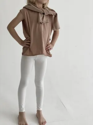 Unisex Cotton Leggings In White Natural