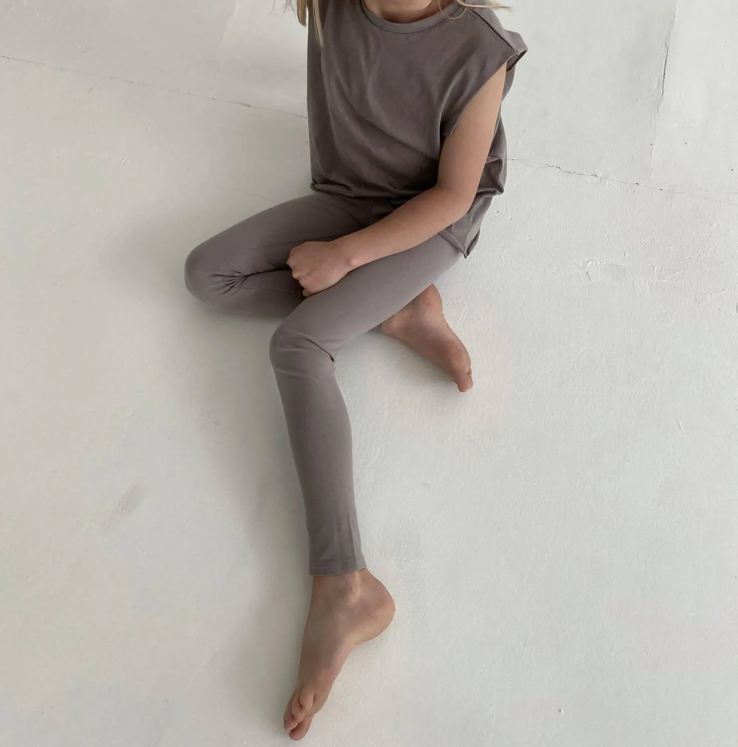 Unisex Cotton Leggings In White Natural