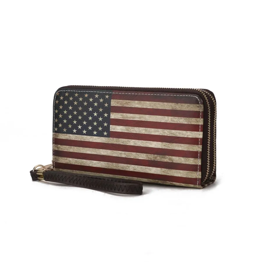 Uriel Vegan Leather Womens FLAG Wristlet Wallet