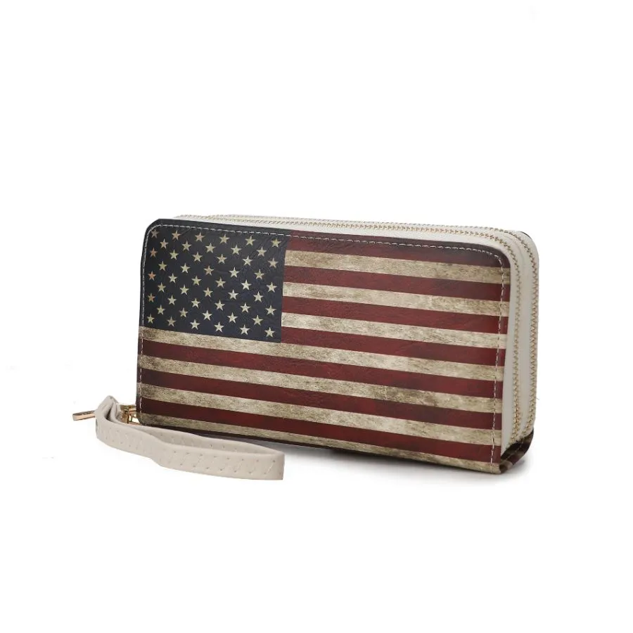 Uriel Vegan Leather Womens FLAG Wristlet Wallet