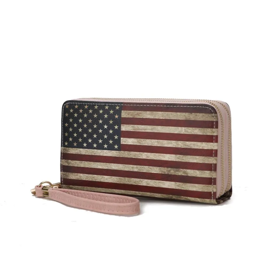 Uriel Vegan Leather Womens FLAG Wristlet Wallet
