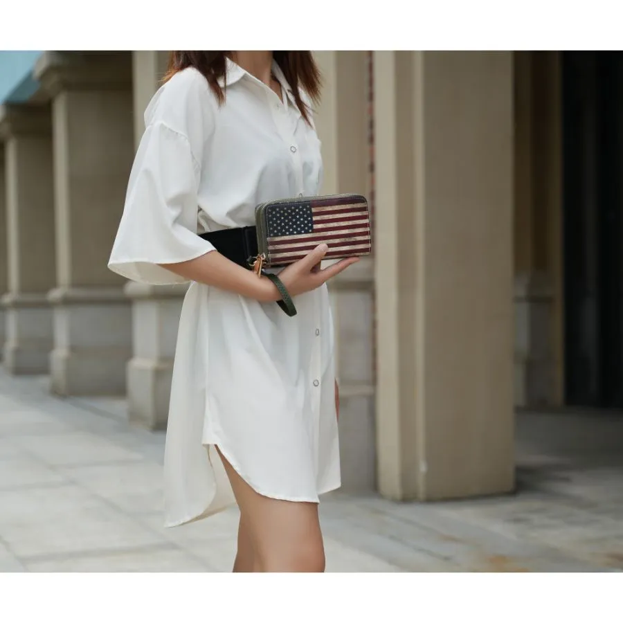 Uriel Vegan Leather Womens FLAG Wristlet Wallet