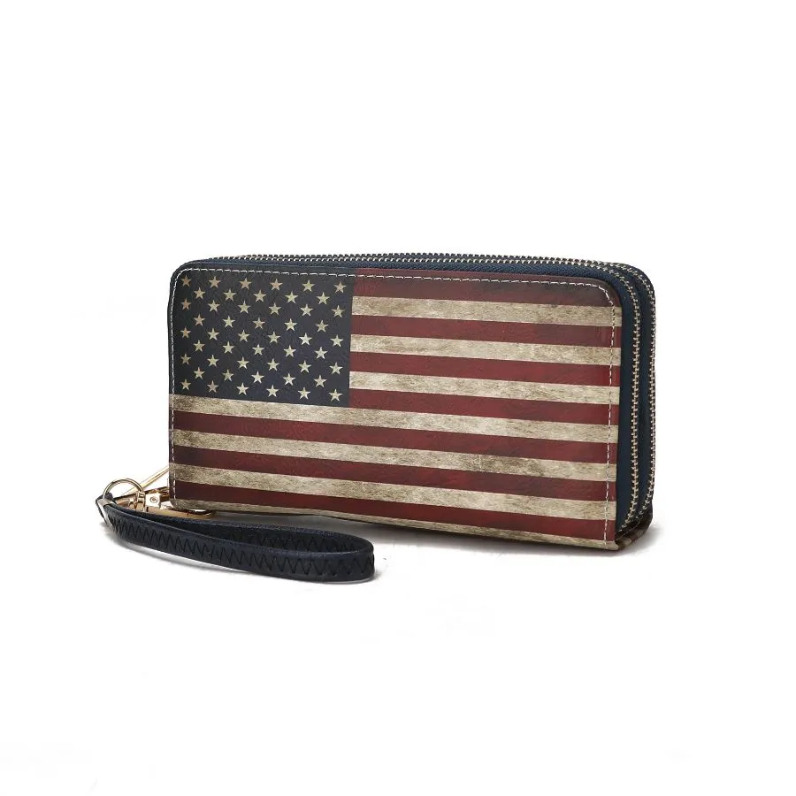 Uriel Vegan Leather Womens FLAG Wristlet Wallet