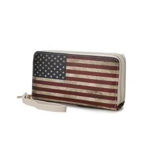 Uriel Vegan Leather Womens FLAG Wristlet Wallet