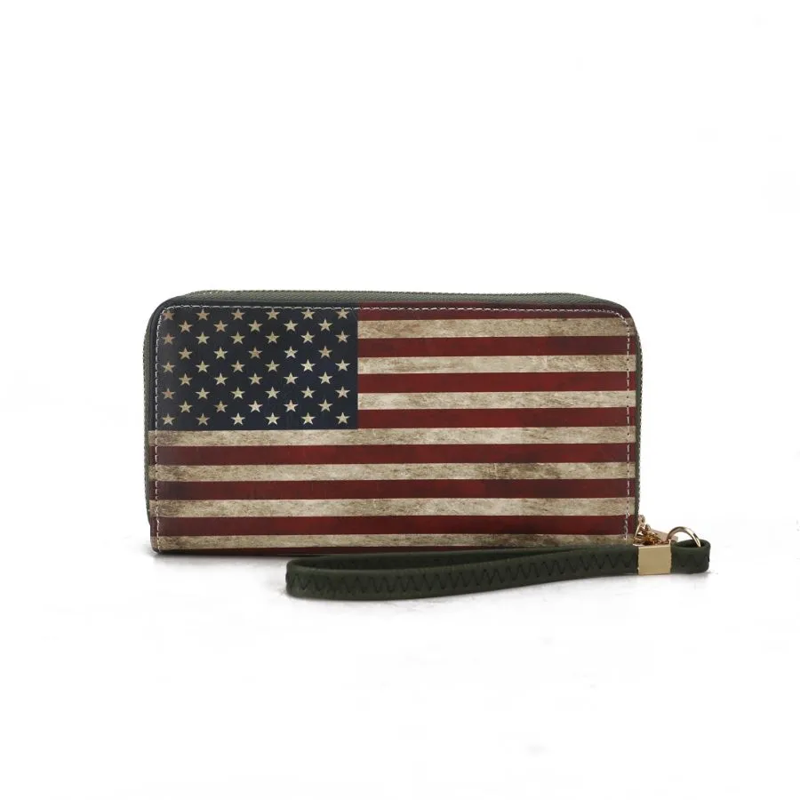 Uriel Vegan Leather Womens FLAG Wristlet Wallet