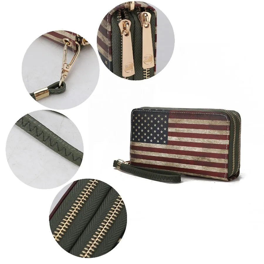 Uriel Vegan Leather Womens FLAG Wristlet Wallet