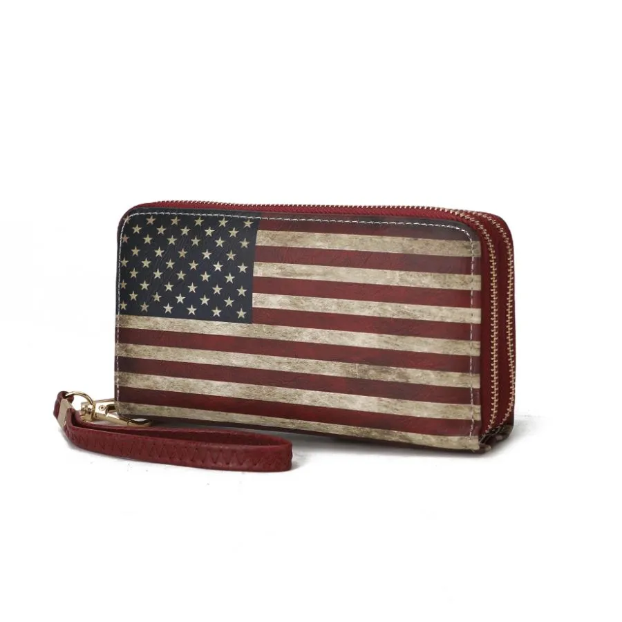 Uriel Vegan Leather Womens FLAG Wristlet Wallet