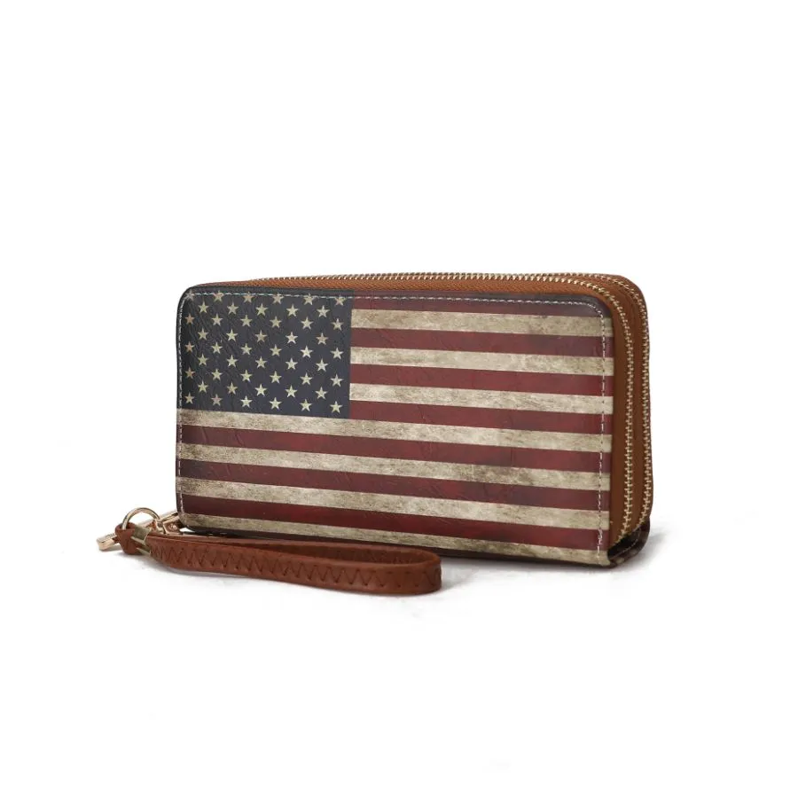 Uriel Vegan Leather Womens FLAG Wristlet Wallet