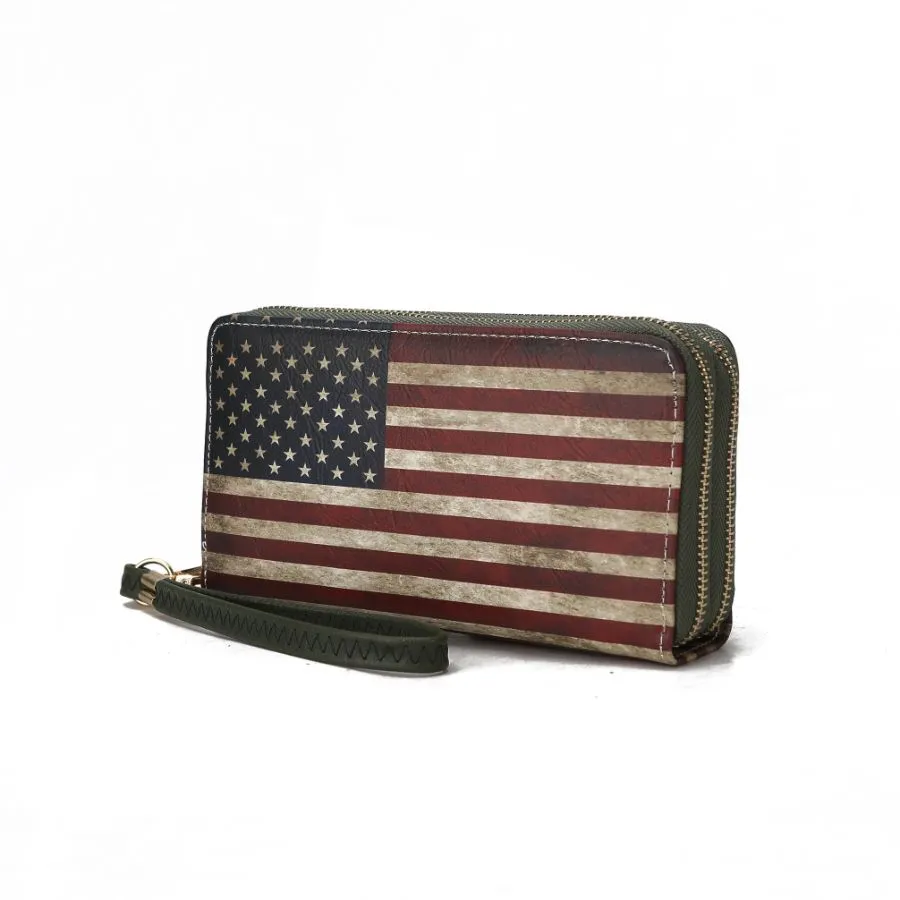 Uriel Vegan Leather Womens FLAG Wristlet Wallet