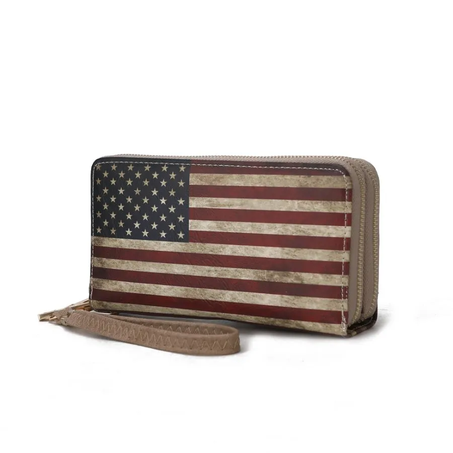 Uriel Vegan Leather Womens FLAG Wristlet Wallet