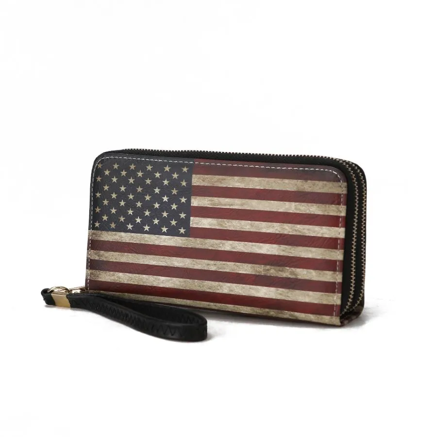 Uriel Vegan Leather Womens FLAG Wristlet Wallet