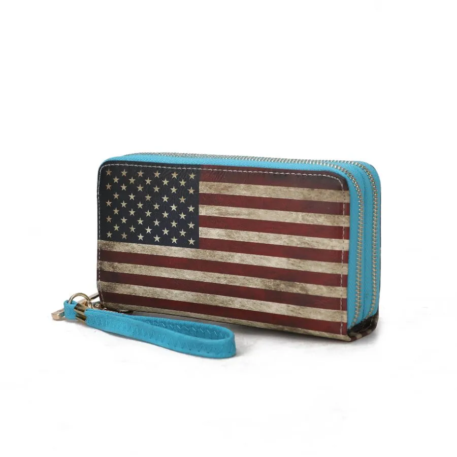 Uriel Vegan Leather Womens FLAG Wristlet Wallet