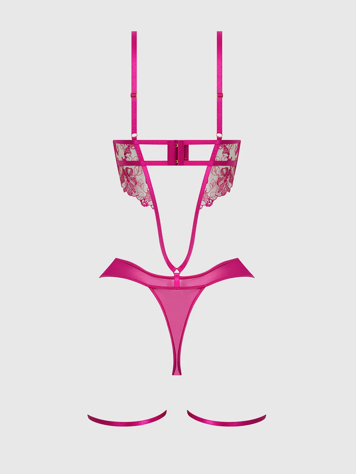 Venus Lace Strappy & Thigh Gartered Teddy by Frederick's of Hollywood