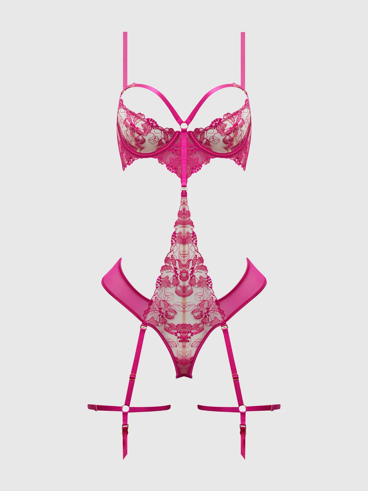 Venus Lace Strappy & Thigh Gartered Teddy by Frederick's of Hollywood