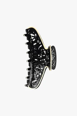 Vintage Black & White Two-Tone Open Scroll Jaw Clip Annasui